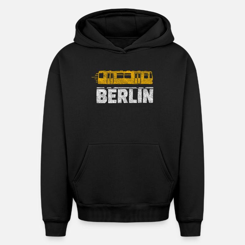 Graphique du tramway de Berlin - Sweat à capuche unisexe oversize épais SPREAD - noir