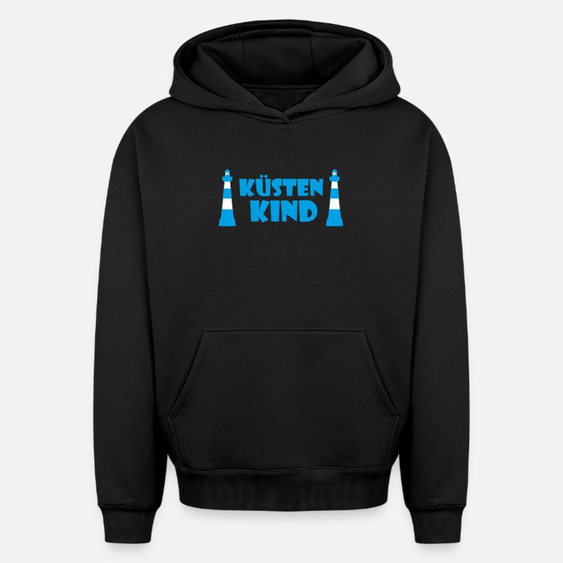 Enfant côtier - Sweat à capuche unisexe oversize épais SPREAD - noir