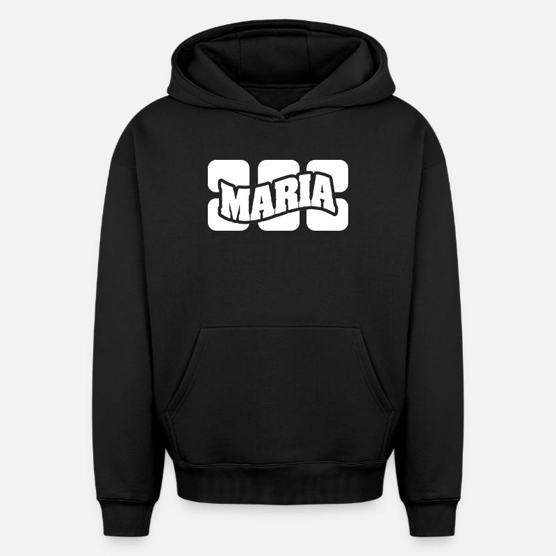 Maria - Sweat à capuche unisexe oversize épais SPREAD - noir