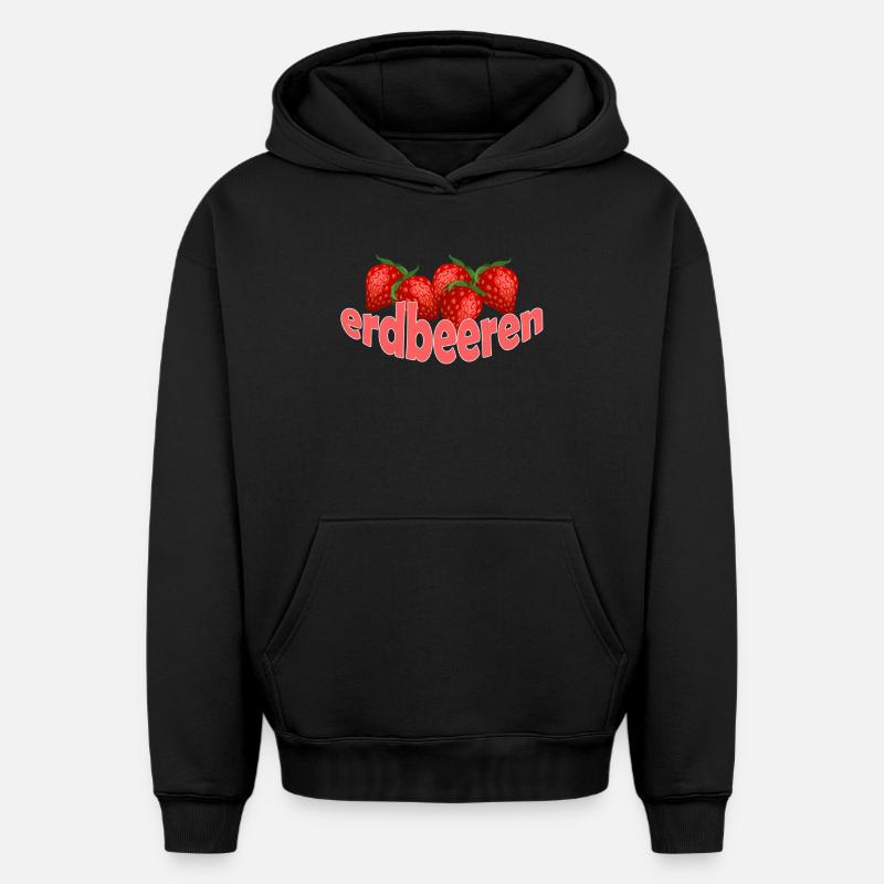 Fraises - Sweat à capuche unisexe oversize épais SPREAD - noir