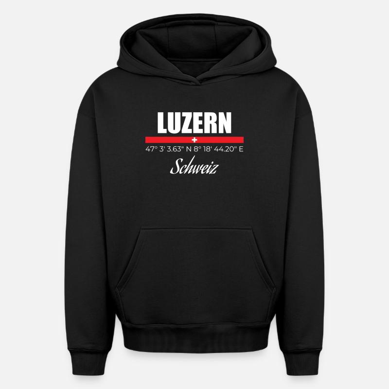 Luzerne - Sweat à capuche unisexe oversize épais SPREAD - noir