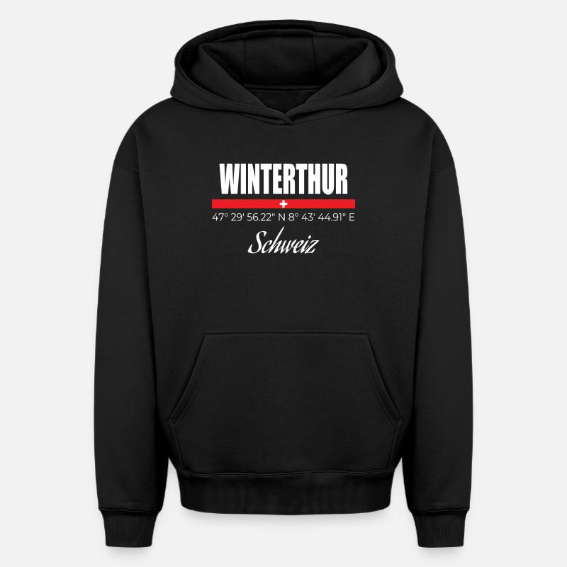 Winterthur - Sweat à capuche unisexe oversize épais SPREAD - noir