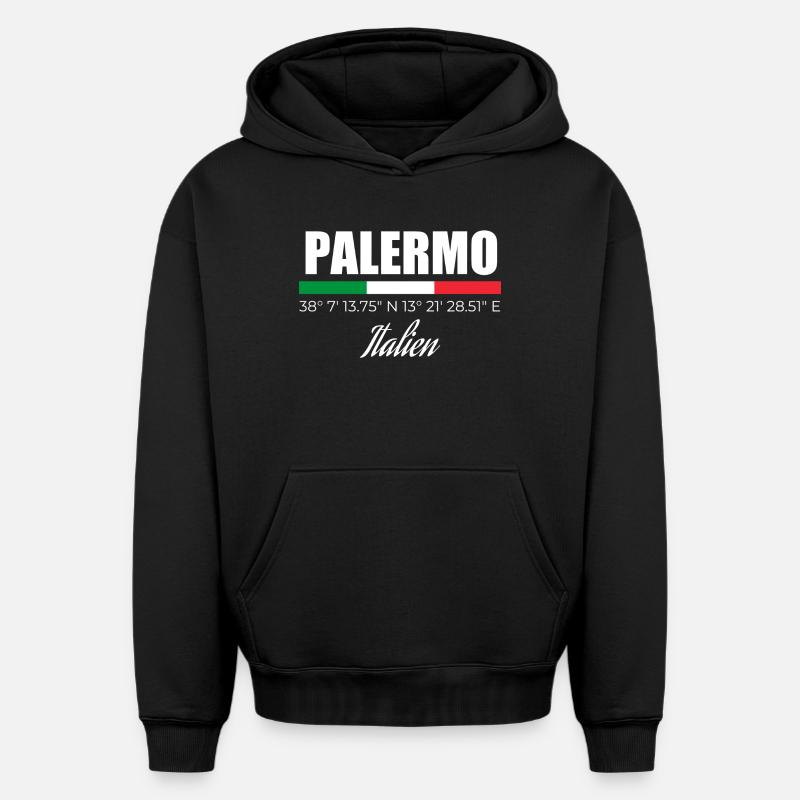Palerme - Sweat à capuche unisexe oversize épais SPREAD - noir