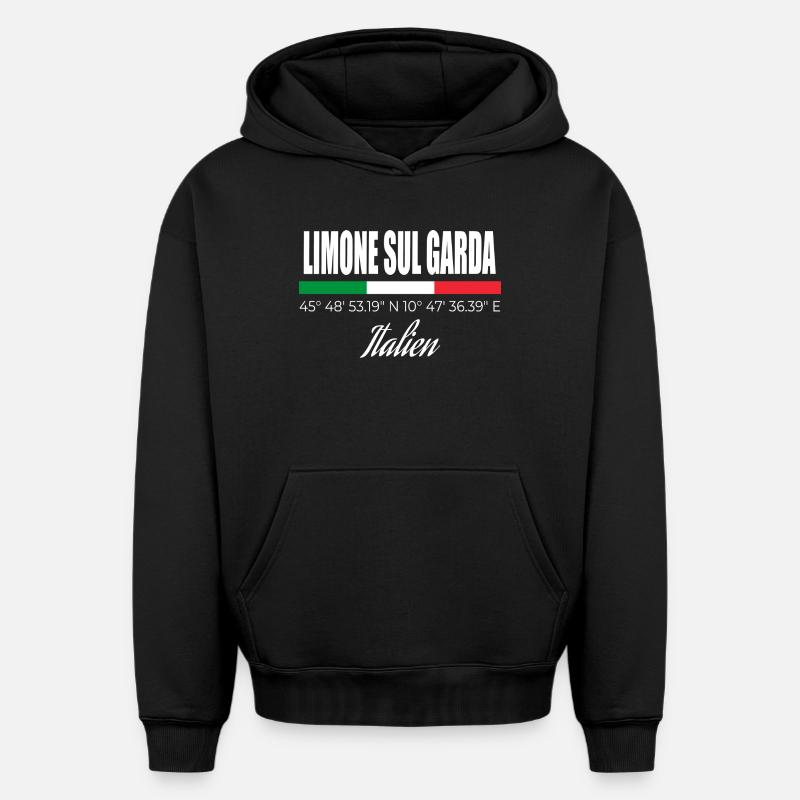 Limone sul Garda - Sweat à capuche unisexe oversize épais SPREAD - noir