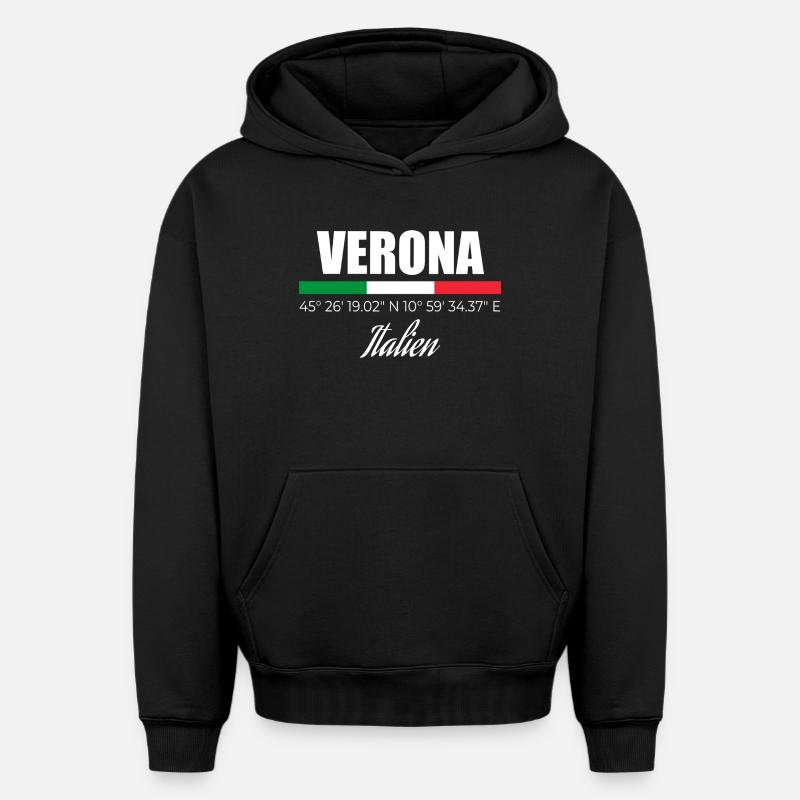 Vérone - Sweat à capuche unisexe oversize épais SPREAD - noir