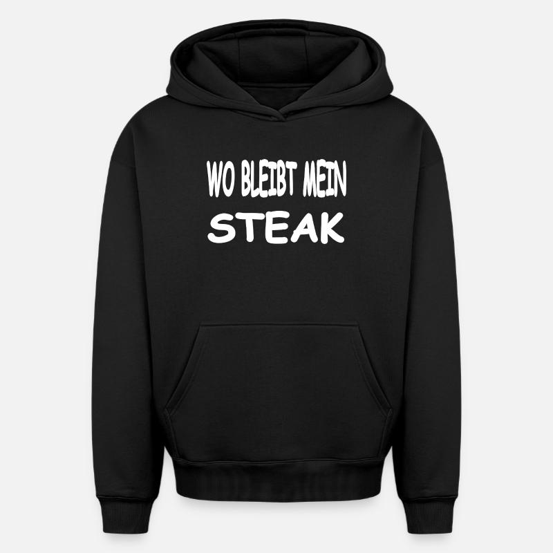 Bifteck - Sweat à capuche unisexe oversize épais SPREAD - noir