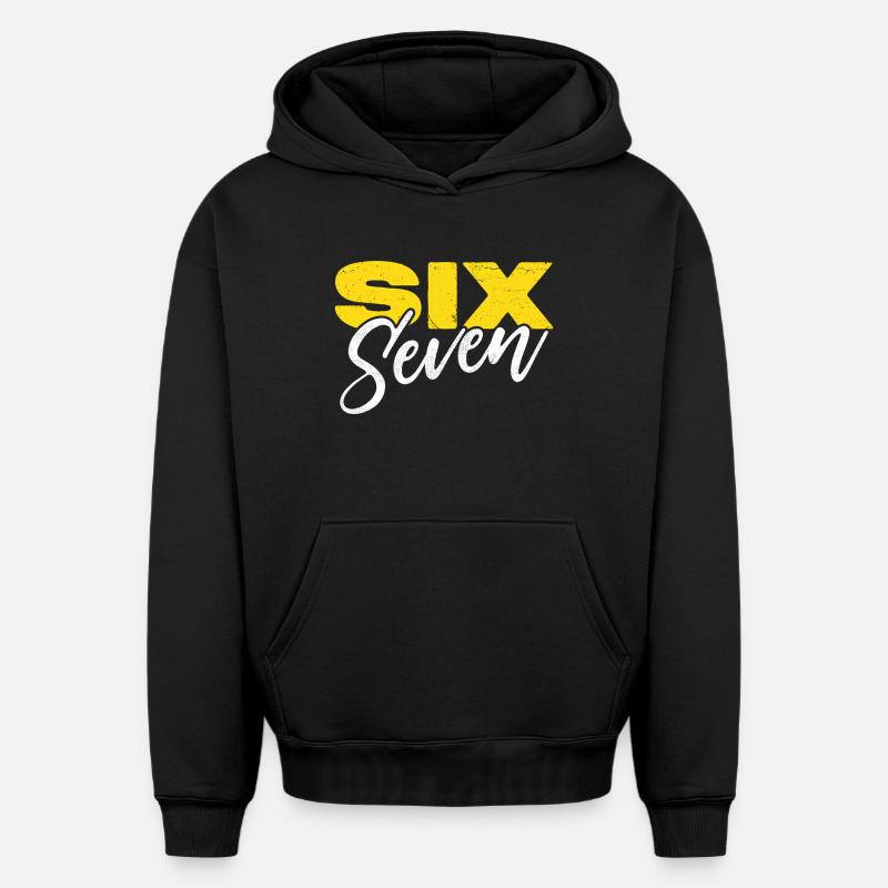 six sept - Sweat à capuche unisexe oversize épais SPREAD - noir
