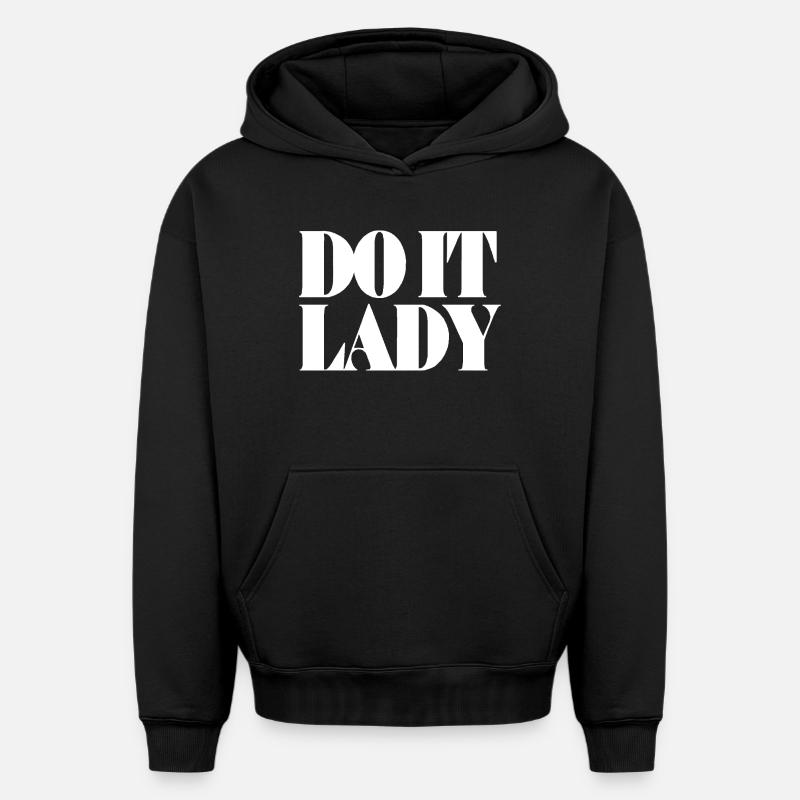 Faites-le Dame - Blanc - Sweat à capuche unisexe oversize épais SPREAD - noir