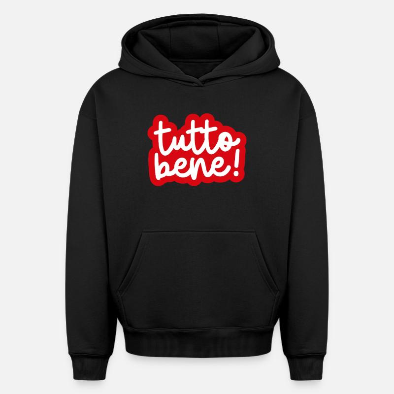 « Tutto bene ! » - Sweat à capuche unisexe oversize épais SPREAD - noir