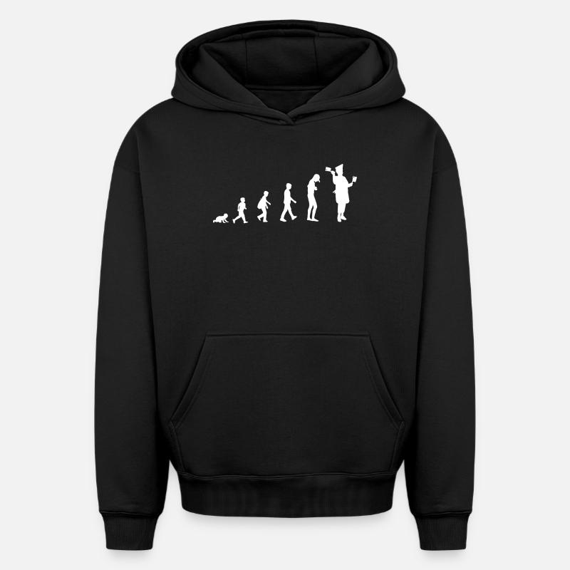 Évolution de bébé à boucher / métier - Sweat à capuche unisexe oversize épais SPREAD - noir