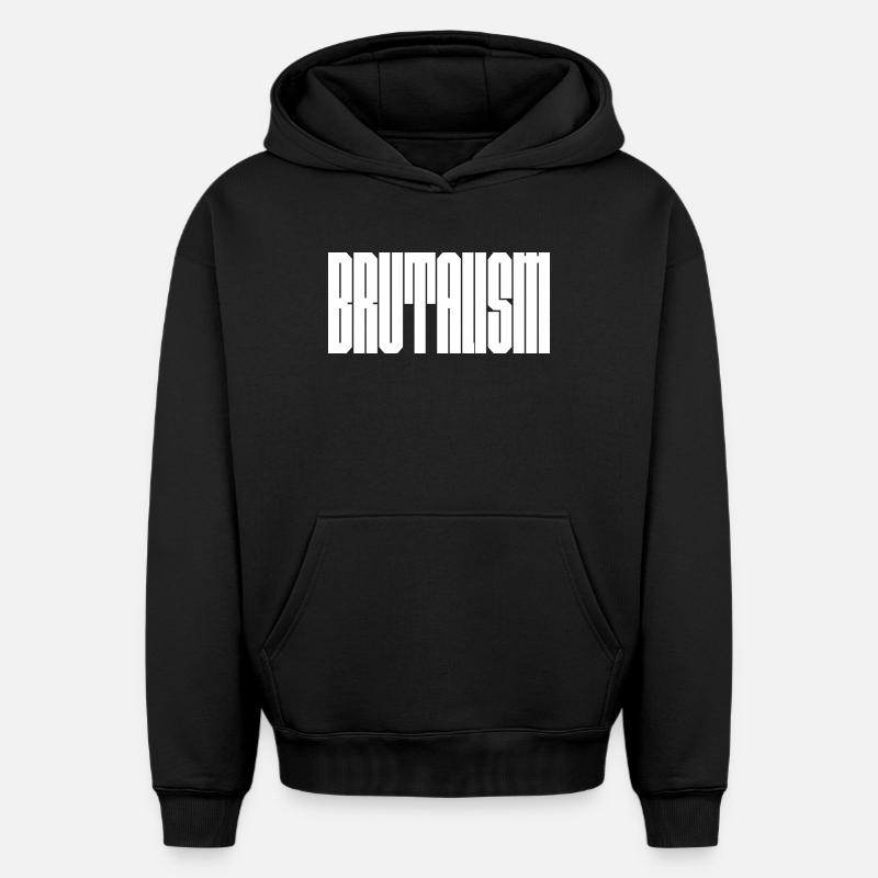 Conception audacieuse du logo Brutalism - Sweat à capuche unisexe oversize épais SPREAD - noir