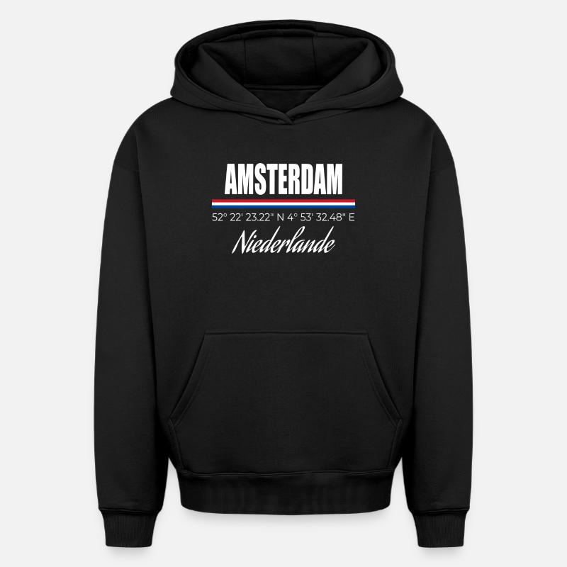 Amsterdam - Sweat à capuche unisexe oversize épais SPREAD - noir