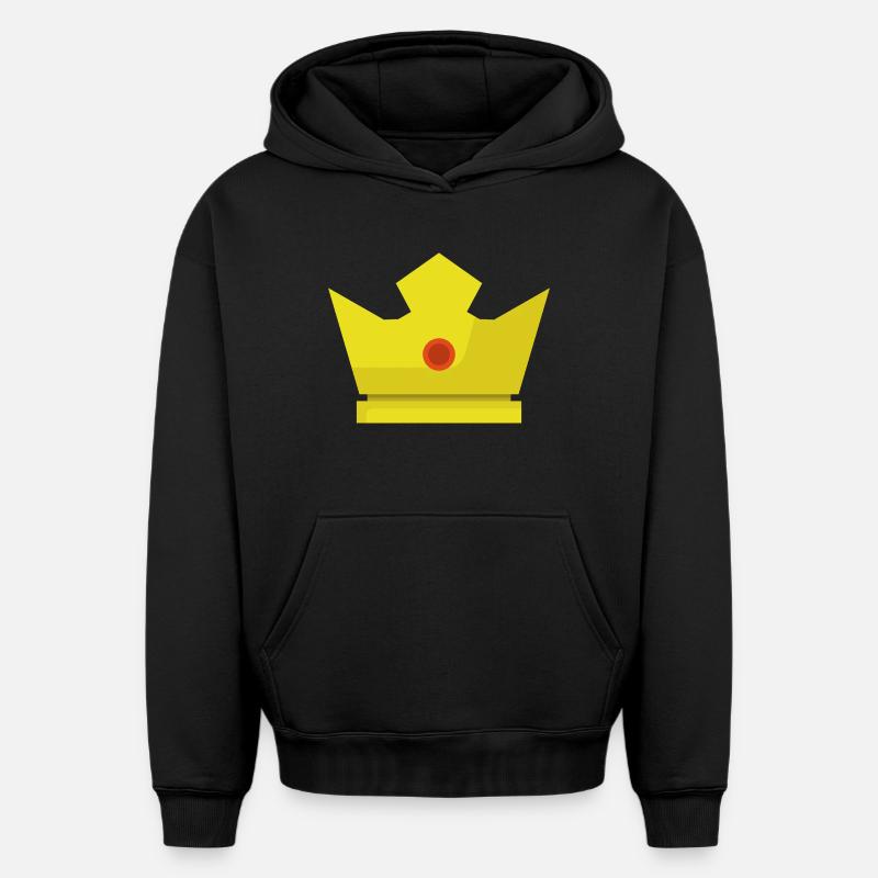 Couronne - Sweat à capuche unisexe oversize épais SPREAD - noir