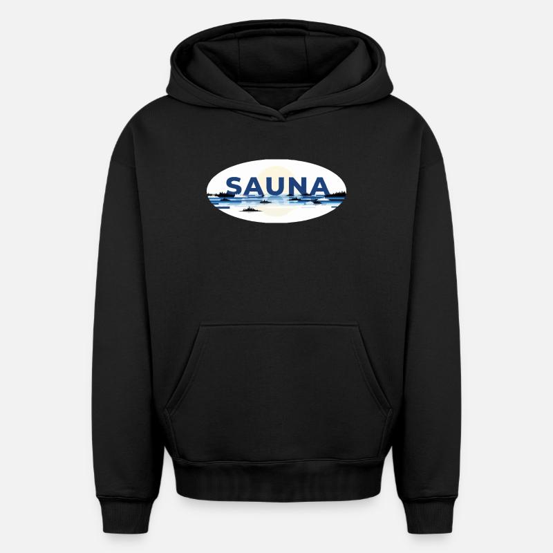 Sauna Finlande - Sweat à capuche unisexe oversize épais SPREAD - noir