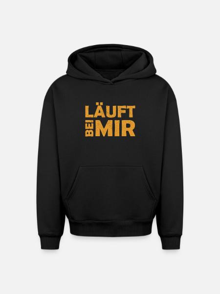 Runs with me - Cool saying - Running - Oversized Heavyweight Unisex Hoodie - black