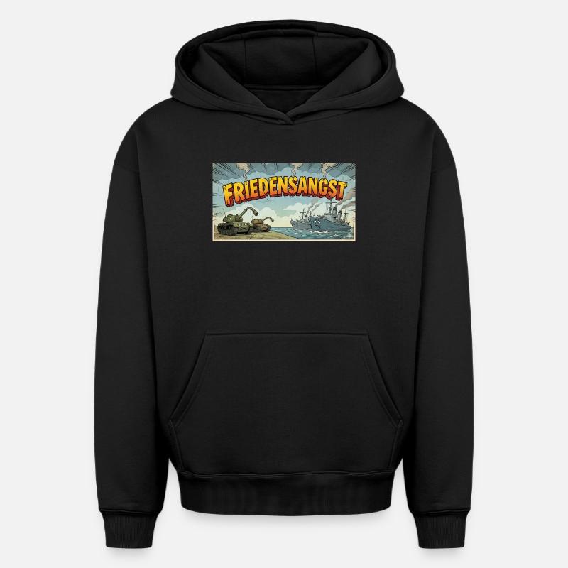 Peur de la paix - Sweat à capuche unisexe oversize épais SPREAD - noir