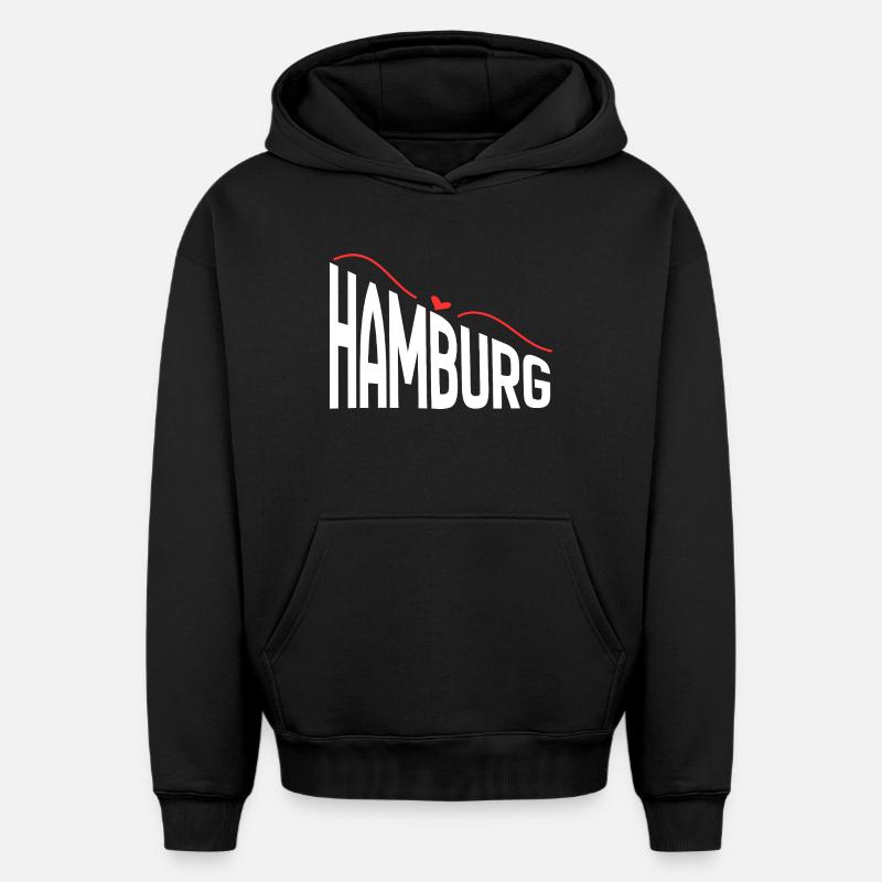 Hambourg - Sweat à capuche unisexe oversize épais SPREAD - noir
