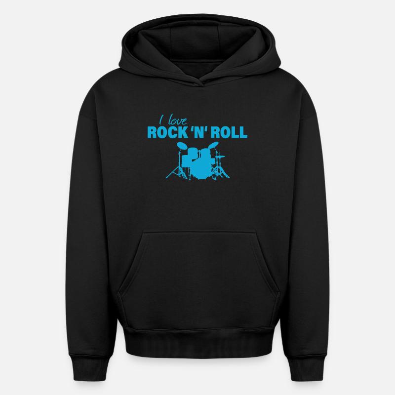 Rock and roll - Sweat à capuche unisexe oversize épais SPREAD - noir