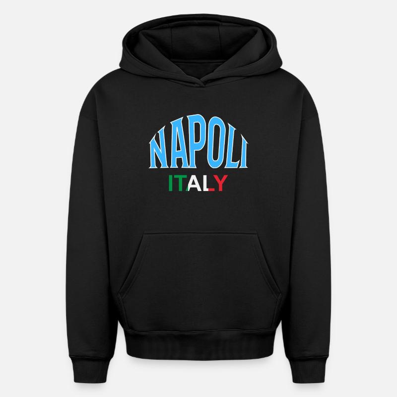 Napoli - Sweat à capuche unisexe oversize épais SPREAD - noir