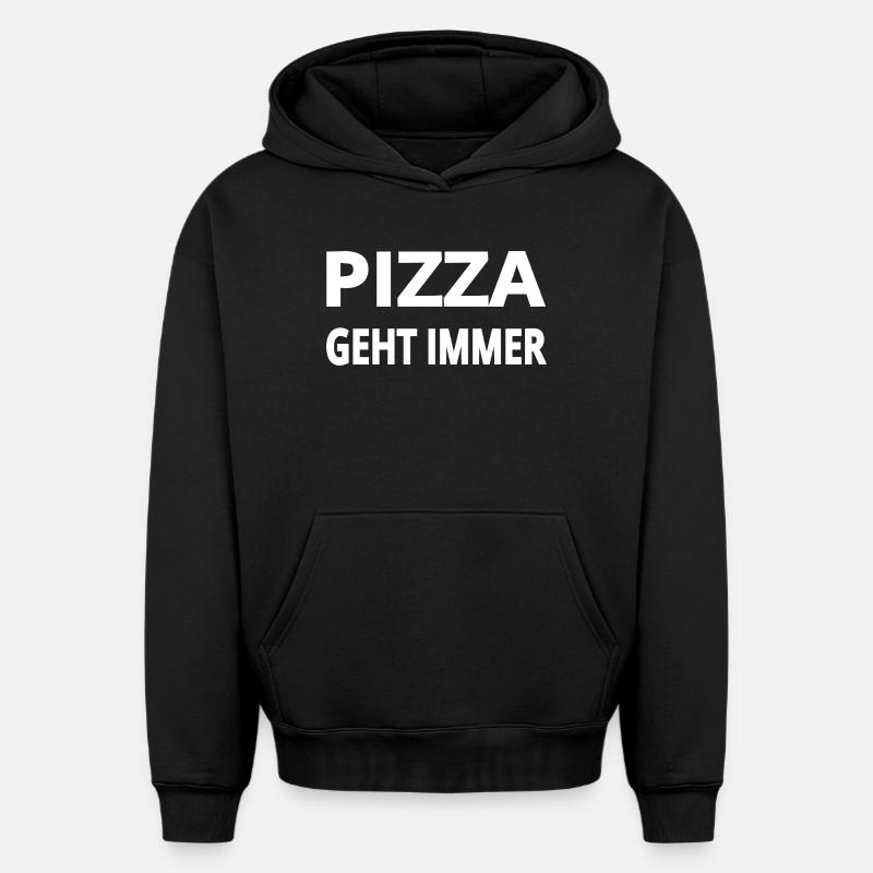 Pizza - Sweat à capuche unisexe oversize épais SPREAD - noir