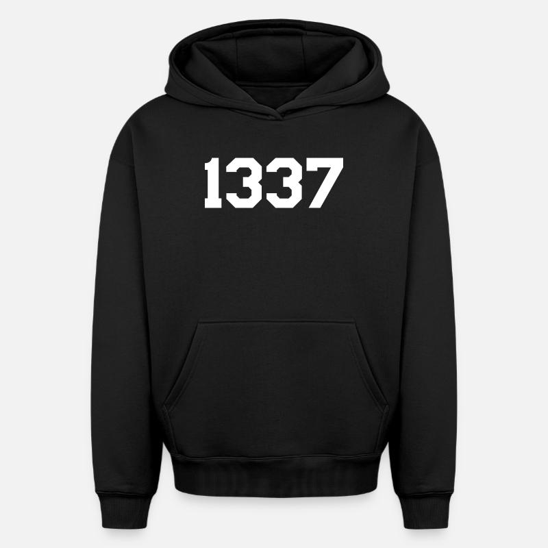 1337 – Conception de texte blanc - Sweat à capuche unisexe oversize épais SPREAD - noir