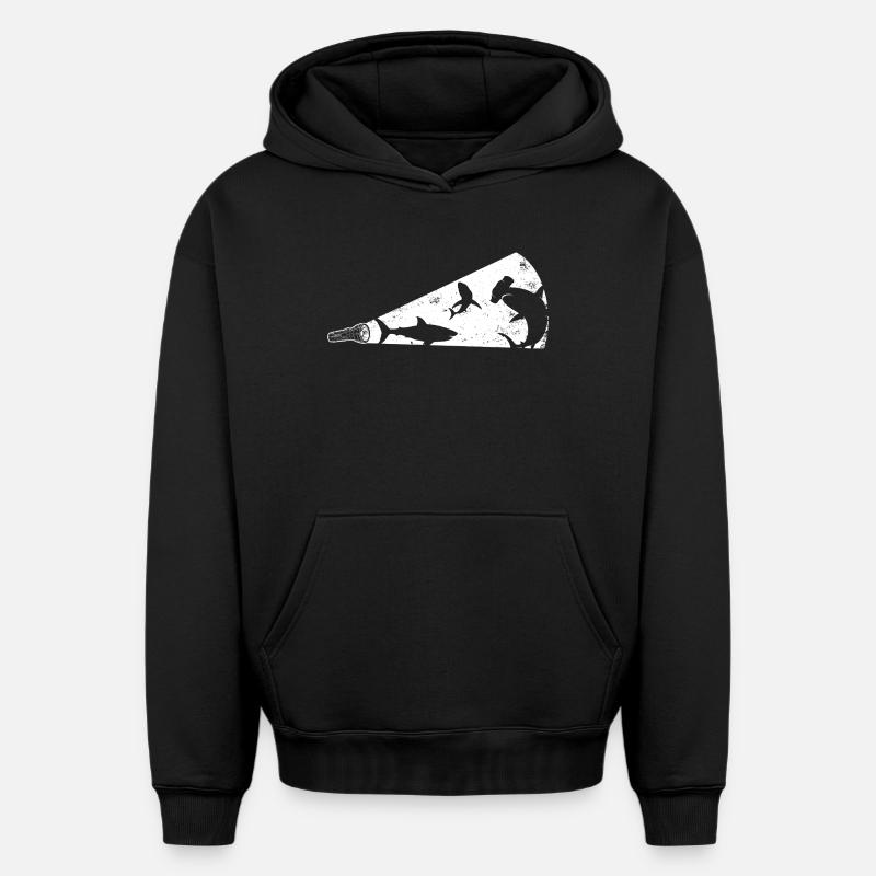 Mégaphone silhouette de requin - Sweat à capuche unisexe oversize épais SPREAD - noir