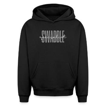 Infirmière spécialiste de l’emmaillotage en soins intensifs néonatals (USIN) - Sweat à capuche unisexe oversize épais SPREAD - noir - Devant - AI Model Female 172 light (172cm) & AI Model Male 185 light (185cm)