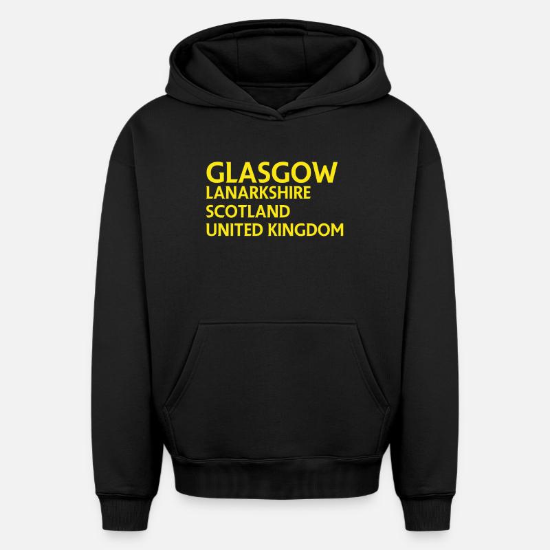 Glasgow – Scotland Textdesign - Sweat à capuche unisexe oversize épais SPREAD - noir