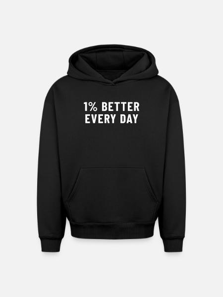 1% Better Every Day - Oversized Heavyweight Unisex Hoodie - black