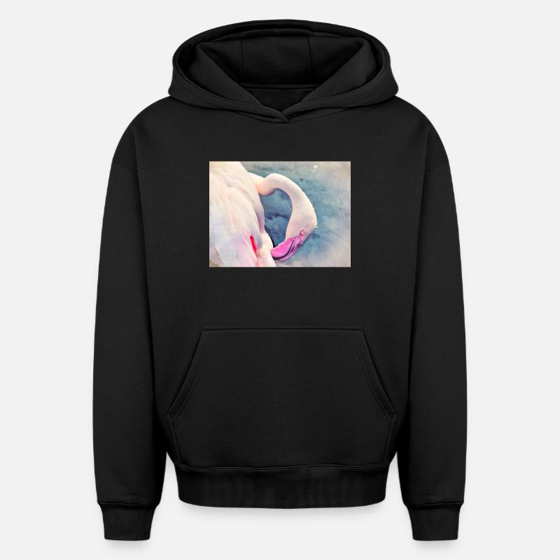 Flamant - Sweat à capuche unisexe oversize épais SPREAD - noir