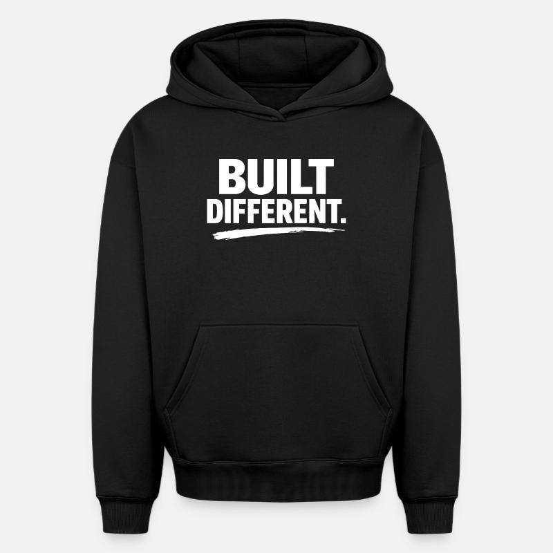 Construit différemment - Sweat à capuche unisexe oversize épais SPREAD - noir