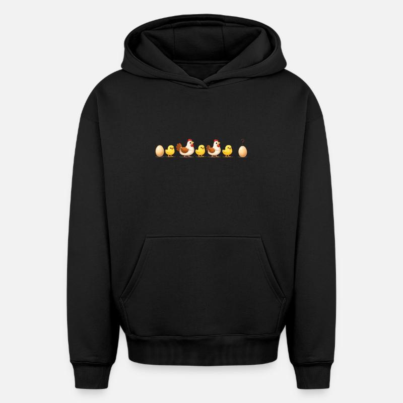 Evolution Ei-Küken-Henne-Darwin - Oversized Heavyweight Unisex Hoodie - Schwarz