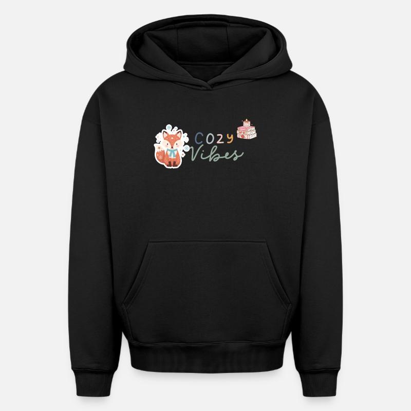 Ambiance chaleureuse - Sweat à capuche unisexe oversize épais SPREAD - noir