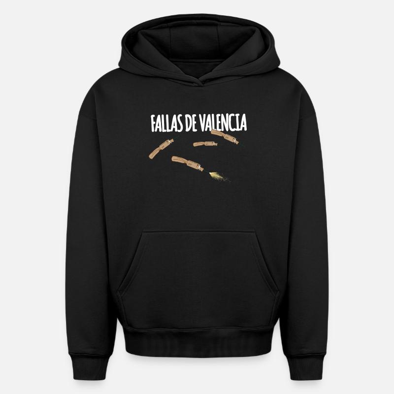 Fallas De Valencia Trueno - Sweat à capuche unisexe oversize épais SPREAD - noir