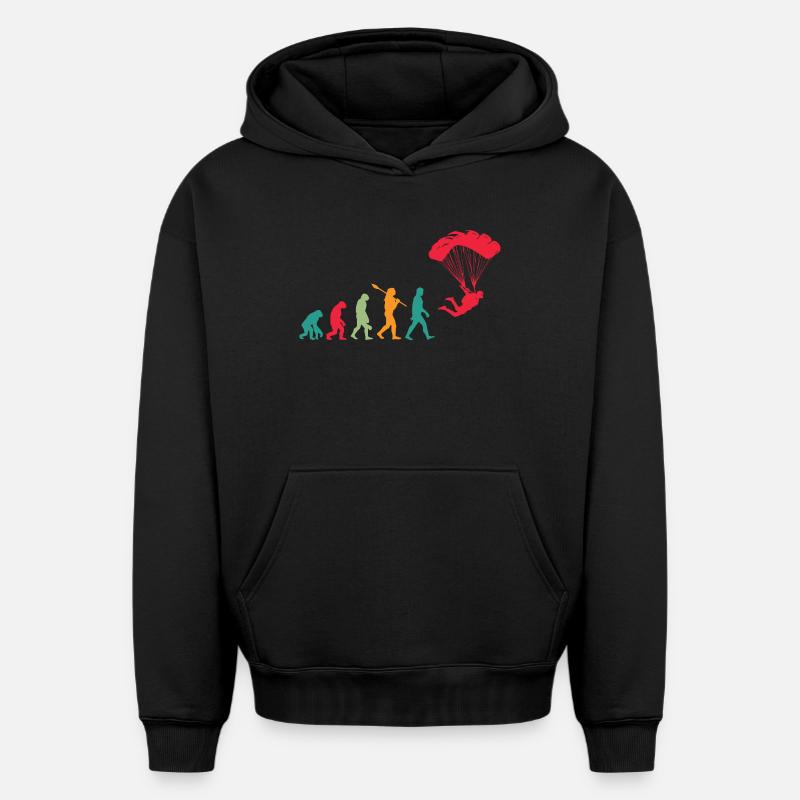 Fallschirm Evolution Fallschirmspringer - Oversized Heavyweight Unisex Hoodie - Schwarz