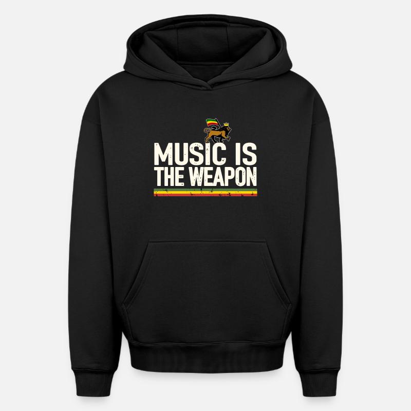 Musique reggae - Sweat à capuche unisexe oversize épais SPREAD - noir
