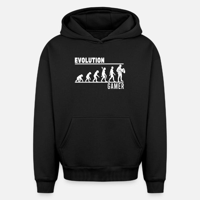 Evolution Gamer - Sweat à capuche unisexe oversize épais SPREAD - noir