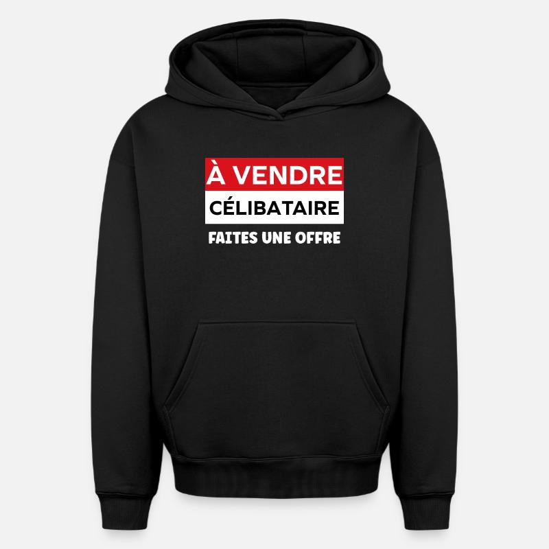 Humour célibataire - Sweat à capuche unisexe oversize épais SPREAD - noir