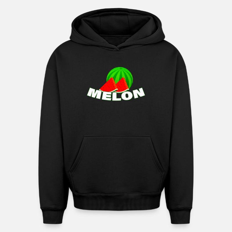 melon - Sweat à capuche unisexe oversize épais SPREAD - noir