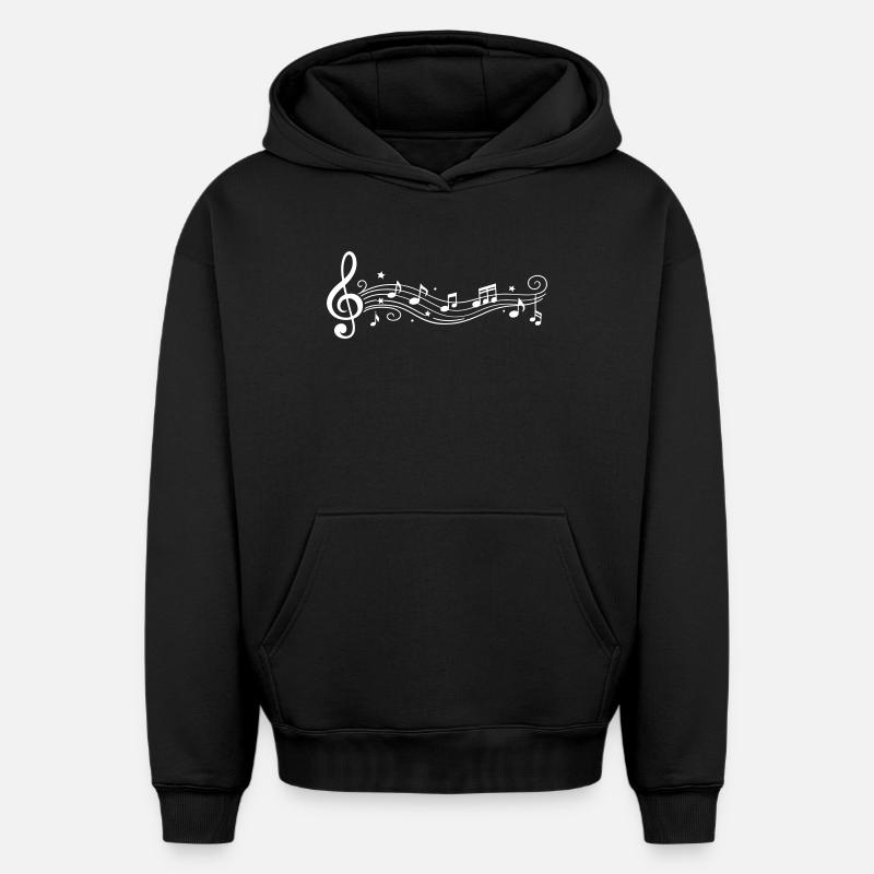 Notes musicales Clés de mélodie - Sweat à capuche unisexe oversize épais SPREAD - noir