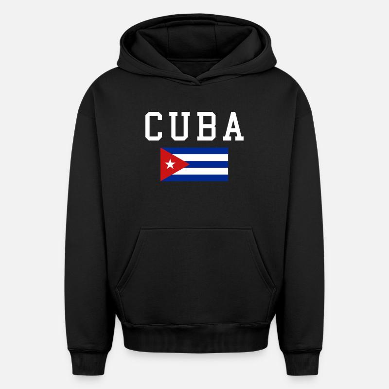 Drapeau cubain - Sweat à capuche unisexe oversize épais SPREAD - noir