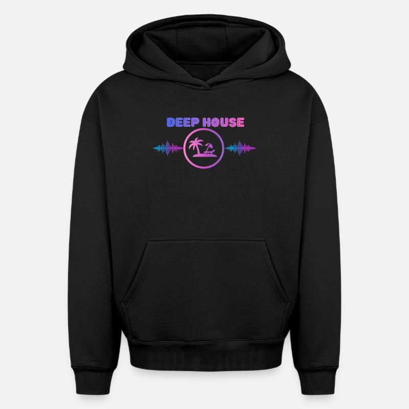Ambiances Deep House - Sweat à capuche unisexe oversize épais SPREAD - noir