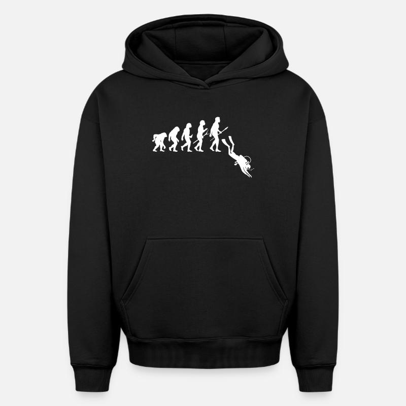 Évolution des plongeurs - Plongée - Sweat à capuche unisexe oversize épais SPREAD - noir