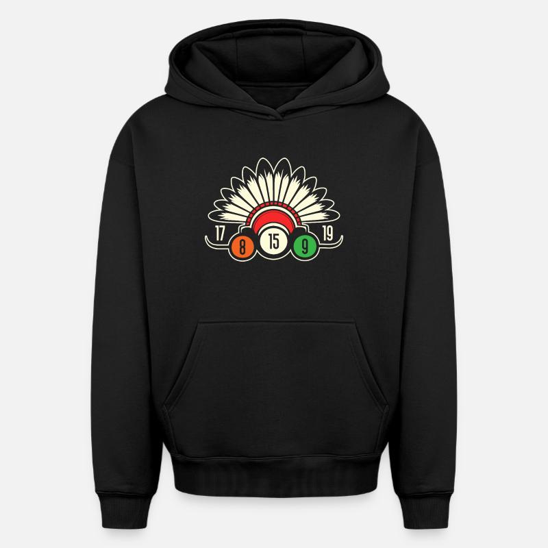 Bingo Bingo Indiens Bingo - Sweat à capuche unisexe oversize épais SPREAD - noir