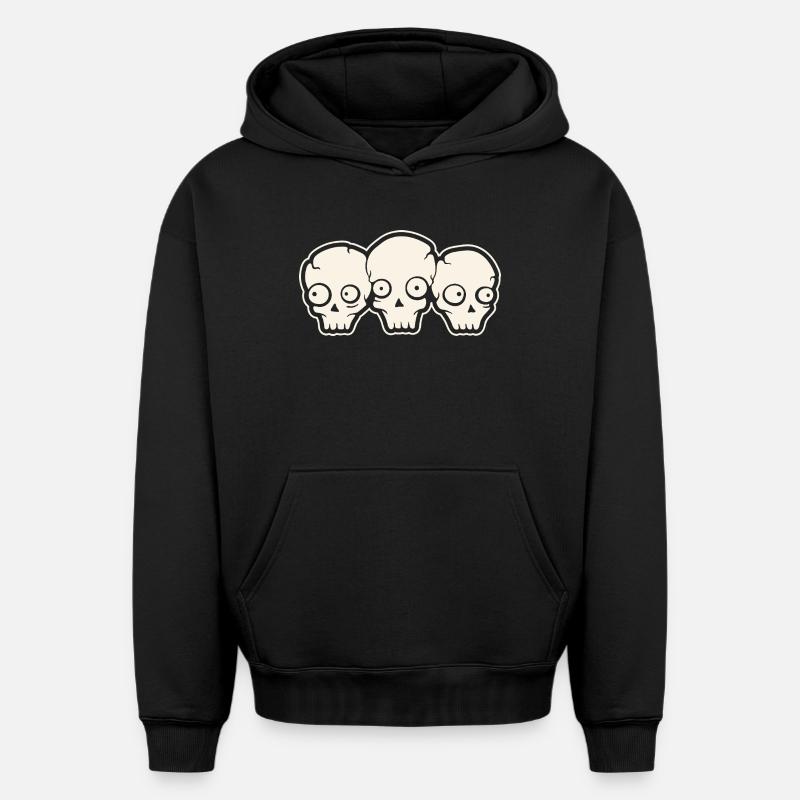 Crâne - Sweat à capuche unisexe oversize épais SPREAD - noir
