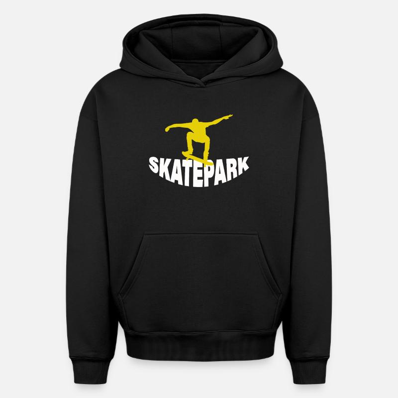Skatepark - Sweat à capuche unisexe oversize épais SPREAD - noir