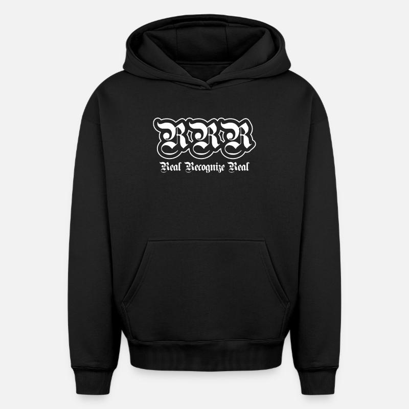 Vrai Réel Réel - Sweat à capuche unisexe oversize épais SPREAD - noir