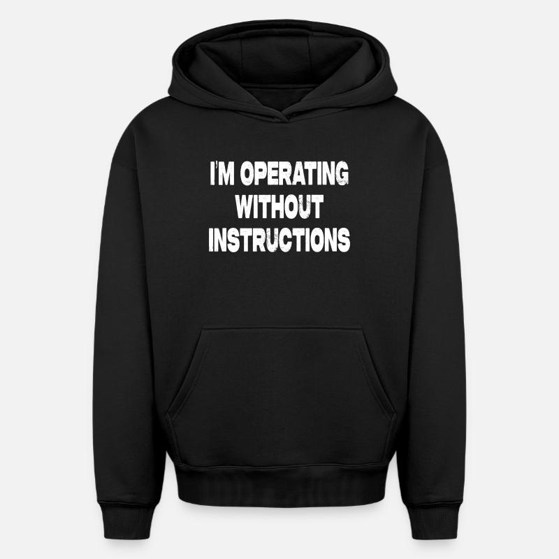 Je travaille sans guide - Sweat à capuche unisexe oversize épais SPREAD - noir