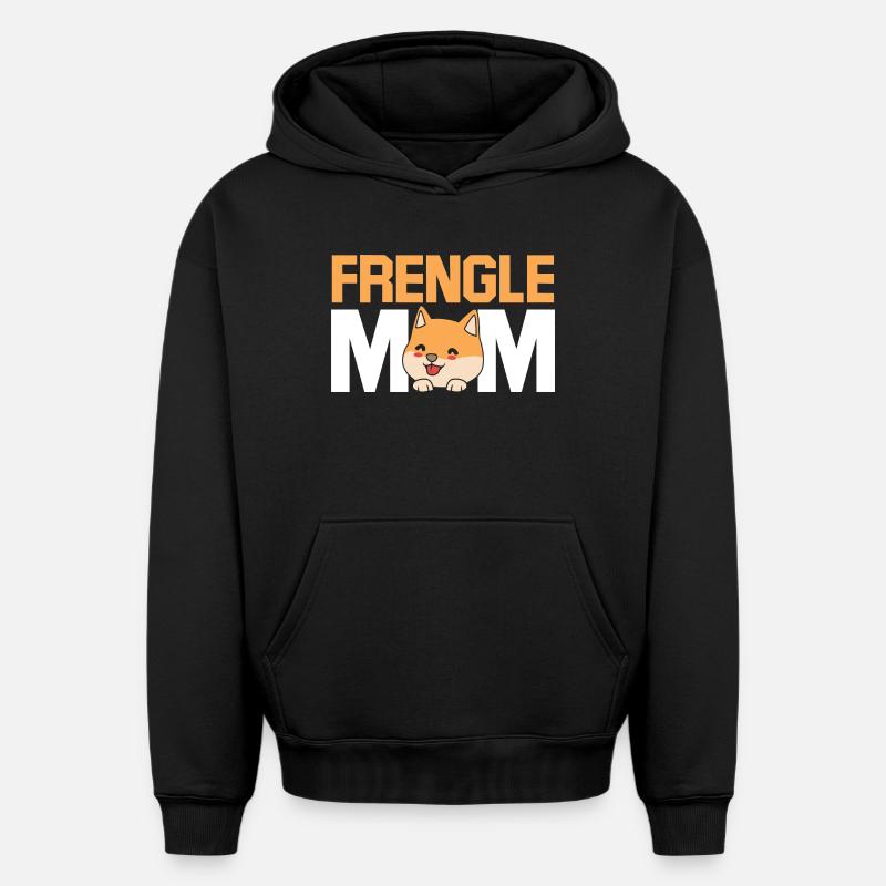 Frengle Dog - Sweat à capuche unisexe oversize épais SPREAD - noir