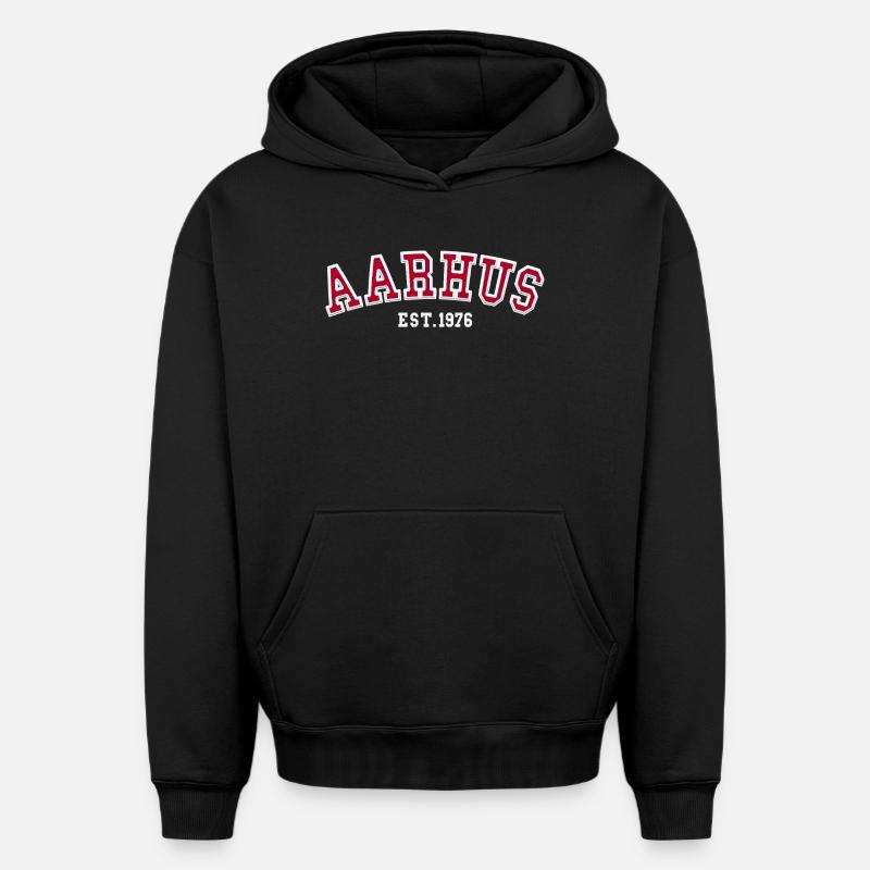 Aarhus fondée en 1976 - Sweat à capuche unisexe oversize épais SPREAD - noir
